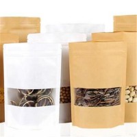 Food Packaging Stand Up Paper Zipper Bag/wholesale Biodegradable Zipper Brown Kraft Paper Bags