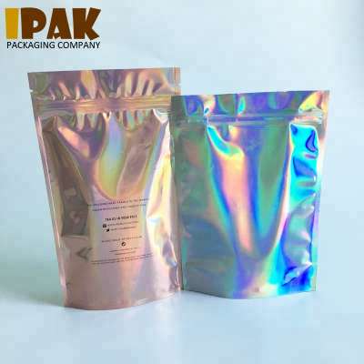 Wholesale Custom Mylar Stand Up Laser Foil Hologram Packaging Bag For Cosmetic